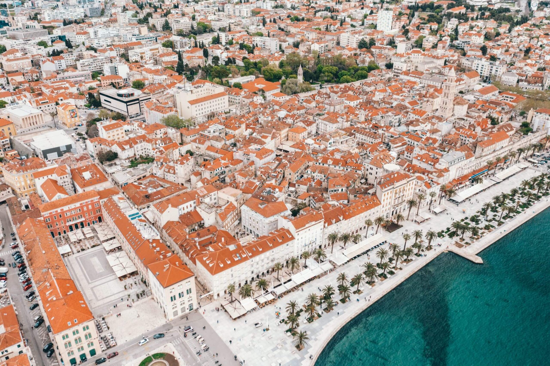 Aerial view of Split and the Riva